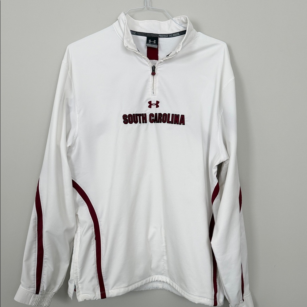 Under Armour South Carolina White & Garnet 1/4 Zip Pullover